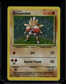 Pokemon TCG Hitmonchan 7/102 Base Set Holo HP - Image 1