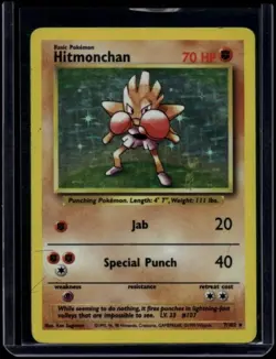 Pokemon TCG Hitmonchan 7/102 Base Set Holo Rare HP - Image 1