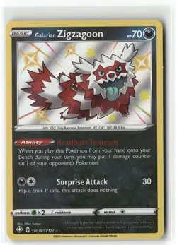 Galarian Zigzagoon SV078 Shining Fates Shiny Vault Pokemon Shiny Rare Near Mint - Image 1