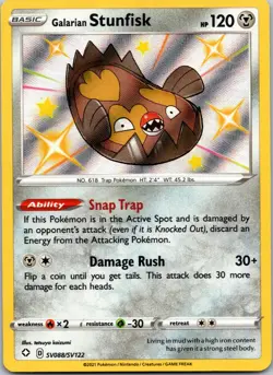 Galarian Stunfisk SV088/SV122 Rare Shiny Shining Fates Shiny Vault Pokemon NM - Image 1
