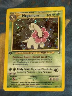 Meganium 10/111 Pokemon Neo Genesis 1st Edition Holo LP Swirl🌀 - Image 1