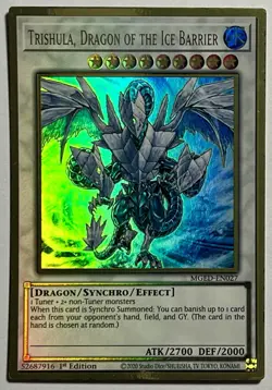 Trishula, Dragon Of The Ice Barrier MGED-EN027 (NM) Gold Rare 1st Edition TCG - Image 1