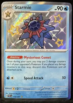 Starmie 119/091 Baby Shiny Rare Holo Pokemon TCG Paldean Fates NM Card - Image 1