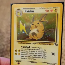 Pokemon Raichu 14/62 Fossil Holo Rare Unlimited Stage 1 90 HP Card - Image 1
