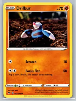 Drilbur 091/185 Vivid Voltage Fighting Basic Pokemon TCG Collectible Card - Image 1