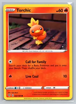 Torchic 022/189 Common Darkness Ablaze Fire-Type Basic Pokemon Collectible Card - Image 1
