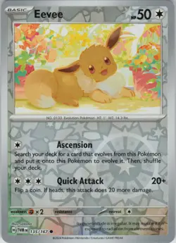 Eevee 135/167 Common Twilight Masquerade Pokemon Reverse Holo Near Mint - Image 1
