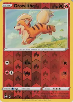Growlithe 019/195 Common Silver Tempest Pokemon Reverse Holo Near Mint - Image 1