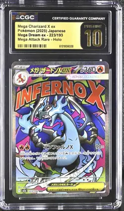 Mega Dream Ex Japanese Charizard X ex #223/193 Mega Attack Rare CGC Pristine 10 - Image 1