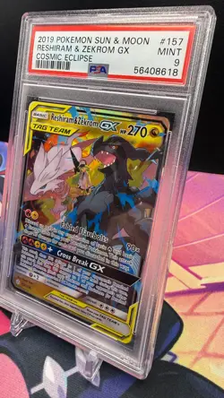 2019 Pokemon - Sun & Moon Cosmic Eclipse - Reshiram & Zekrom GX 157/236 - PSA 9 - Image 3