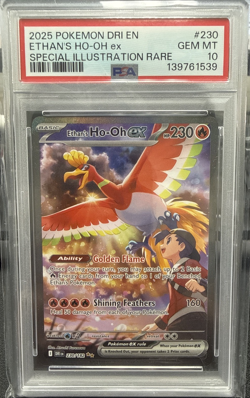 2025 POKEMON DRI EN-DESTINED RIVALS #230 ETHAN'S HO-OH EX PSA 10 - Image 1