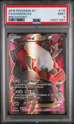 PSA 9 Darkrai EX XY Breakpoint Full Art #118 MINT 118/122 FA 2016 POKEMON TCG - Image 1