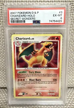 POKEMON 2007 CHARIZARD HOLO SECRET WONDERS #3 HEAVY HOLO BLEED - RARE! - Image 1