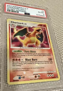 POKEMON 2007 CHARIZARD HOLO SECRET WONDERS #3 HEAVY HOLO BLEED - RARE! - Image 2