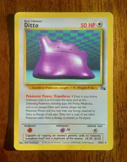 Ditto Basic Rare 18/62 1999 Pokemon Fossil Played - Image 1