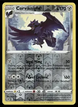 Corviknight 190/264 Rare Fusion Strike Pokemon Reverse Holo Near Mint - Image 1