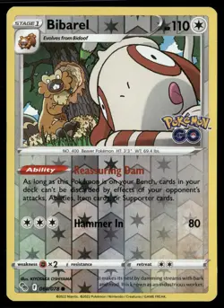 Bibarel 060/078 Common Pokemon GO Pokemon Reverse Holo Near Mint - Image 1