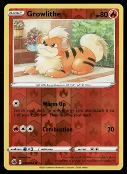 Growlithe 032/264 Common Fusion Strike Pokemon Reverse Holo Near Mint - Image 1