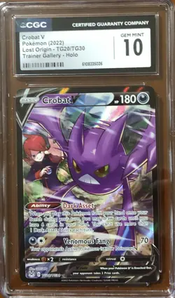 Crobat V TG20/TG30 Pokemon Lost Origin Trainer Gallery Holo CGC 10 - Image 1