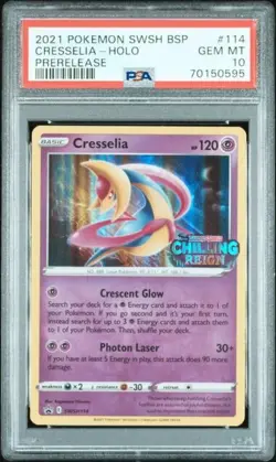 CRESSELIA POKEMON SWSH PROMO CHILLING REIGN PRERELEASE SWSH114 GRADED PSA 10 - Image 1