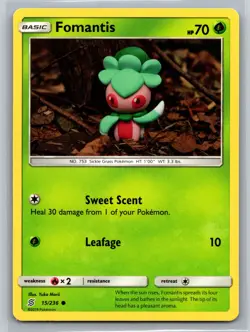 Fomantis 15/236 Cosmic Eclipse Common Grass Basic Sickle Grass Pokemon TCG - Image 1