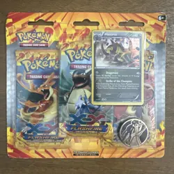 Pokemon XY 2014 3-Pack Flashfire Blister Booster with Haxorus Sealed - Image 1