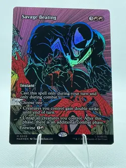 MTG - Savage Beating - Marvel's Spider-Man - Borderless Foil - NM - Image 1