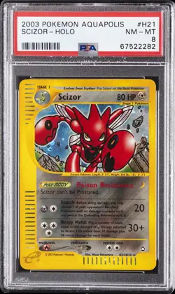 2003 POKEMON AQUAPOLIS #H21 SCIZOR-HOLO PSA 8 - Image 1