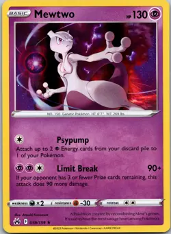 Mewtwo #059/159 Holo Rare Crown Zenith Pokemon NM - Image 1