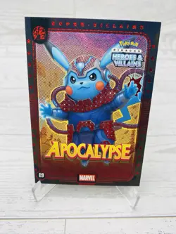 Pikachu as Apocalypse #E9 Rare Red Holo Heroes & Villains (non-Pokemon fan art) - Image 2