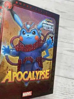 Pikachu as Apocalypse #E9 Rare Red Holo Heroes & Villains (non-Pokemon fan art) - Image 3