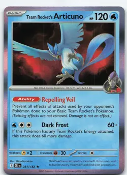 Team Rocket's Articuno 051/182 Rare Holo SV10: Destined Rivals NM Pokemon - Image 1