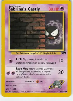 Sabrina's Gastly 096/132 Common Unlimited Gym Challenge LP/MP Pokemon - Image 1