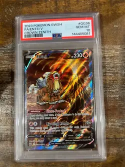 Pokemon 2023 Crown Zenith Full Art ENTEI V #GG36 PSA 10 Gem Mint RARE 2 - Image 1