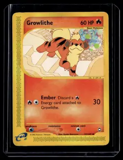 Growlithe 051/147 Aquapolis Uncommon English Pokemon Card - Image 1