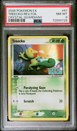2006 POKEMON EX CRYSTAL GUARDIANS #67 TREECKO-REVERSE FOIL PSA 8 - Image 1