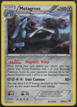 Metagross 49/98 Rare Ancient Origins Pokemon Cracked Ice Holo - Image 1