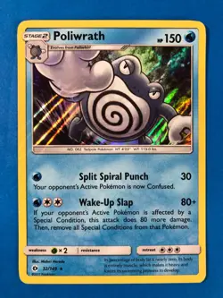 💥 Poliwrath - 32/149 Holo Rare - Pokemon - Sun & Moon Base Set - Image 1