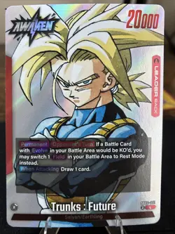 Dragon Ball Super Fusion World CCG Card - Holo Awaken Trunks Future (SB02-001 L) - Image 1