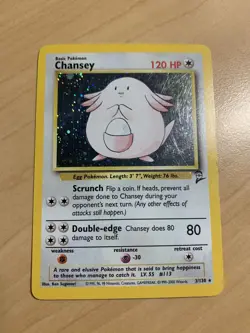 Pokemon TCG Chansey Base Set 2 Holo Unlimited Rare Light Play Card 3/130 LP - Image 1