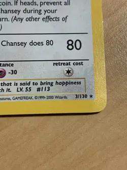 Pokemon TCG Chansey Base Set 2 Holo Unlimited Rare Light Play Card 3/130 LP - Image 5