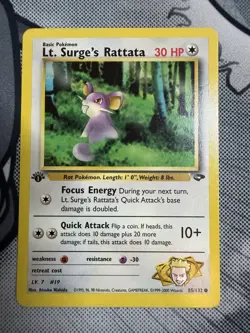 Pokemon Gym Challenge 1st Edition Lt. Surge's Rattata 85/132 Near Mint A01 - Image 1