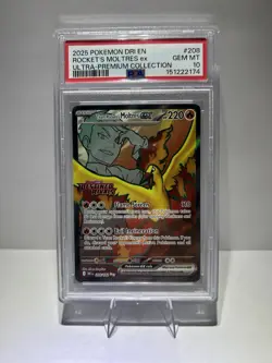 Team Rocket’s Moltres EX 208/182 Stamped PSA GEM MT 10 Ultra Rare Pokemon TCG DR - Image 2