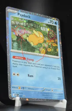 Double Swirl Psyduck 007 Mega Cosmos Holo Promo Pokemon Card - Image 1