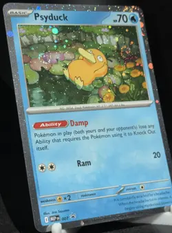 Double Swirl Psyduck 007 Mega Cosmos Holo Promo Pokemon Card - Image 2