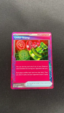 Pokemon Unfair Stamp ACE SPEC Rare Trainer Holo Twilight Masquerade 165/167 - Image 1