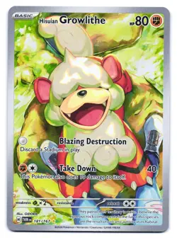Hisuian Growlithe 181/167 Illustration Rare Twilight Masquerade Pokemon NM - Image 1