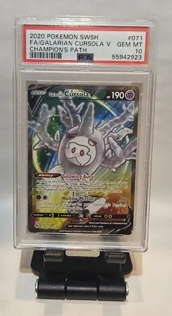 POKEMON Galarian Cursola V Full Art PSA 10 Champion's Path #071 GEM MINT - Image 1