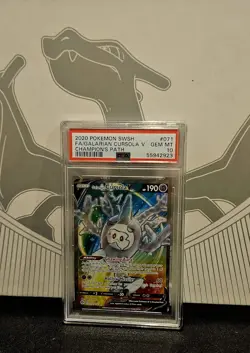 POKEMON Galarian Cursola V Full Art PSA 10 Champion's Path #071 GEM MINT - Image 3