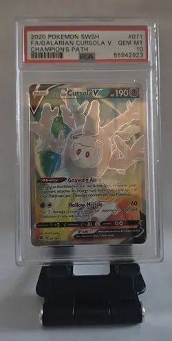 POKEMON Galarian Cursola V Full Art PSA 10 Champion's Path #071 GEM MINT - Image 5